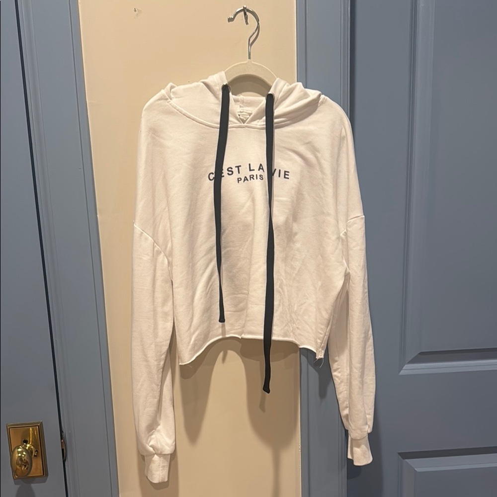 H&M White Hoodie with Black Accents